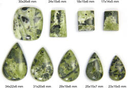  Cabochon din Vesuvianit Natural cu Gaura - Picatura - Dreptunghi - 17-34x14-26x5-7 mm - 1 Buc