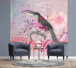 Gario Fotótapéta Papagáj rózsaszín árnyalatú természetben - Andrea Haase Anyag: Vlies, Méret: 100 x 100 cm