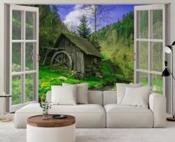 Gario Fotótapéta Ablak - kilátás egy erdei házikóra Anyag: Vlies, Méret: 140 x 100 cm