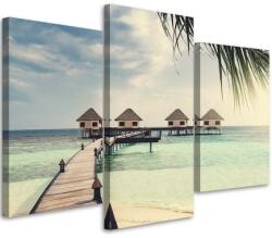 Gario Vászonkép Trópusi vízparti nyaralóházak - 3 részes Méret: 60 x 40 cm