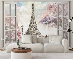Gario Fotótapéta Ablak az Eiffel-toronyra nézo ablakkal Anyag: Vlies, Méret: 140 x 100 cm