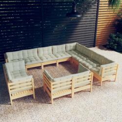 vidaXL Set mobilier grădină cu perne crem, 12 piese, lemn masiv de pin (3096947)