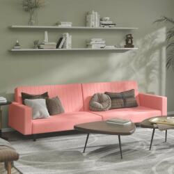 vidaXL kétszemélyes rózsaszín bársony kanapéágy (375941) - pepita