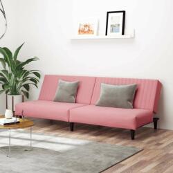 vidaXL kétszemélyes rózsaszín bársony kanapéágy (375930) - pepita