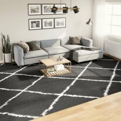 vidaXL fekete és krém hosszú szálú bozontos modern szőnyeg 300 x 400cm (375418)