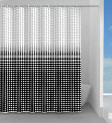  Sapho Ipnosi mintás polyester zuhanyfüggöny 180x200 cm, fehér / fekete 1314 (1314)