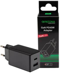 Patona Incarcator USB PATONA Premium GaN PD45W, negru, 1xUSB-C 1xUSB-A PD3.0 QC3.0 (PT-2639)
