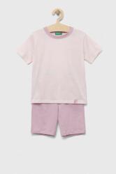 United Colors of Benetton gyerek pamut pizsama rózsaszín, sima - rózsaszín 130