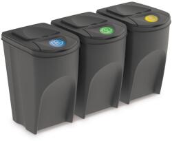 Rauman Szürke, 3 x 35 l-es szemetesgyűjtő szett válogatott hulladékhoz