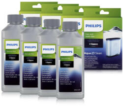 Philips 4x Philips CA6903/10 AquaClean vízszűrő és 4x Philips Saeco vízkőoldó 250 ml szett