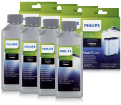 Philips 4x Philips CA6903/10 AquaClean vízszűrő és 4xPhilips Saeco decalcifier 250 ml szett