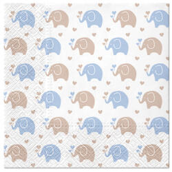 PAW - Törlőkendő L 33x33cm Baby Elephants blue