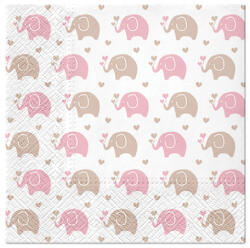 PAW - Törlőkendő L 33x33cm Baby Elephants pink