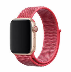 Apple Watch 1-6, SE (38 / 40 mm) / Watch 7-8 (41 mm), textíl pótszíj, szilikon keret, állítható, Devia Delux Sport3, sötétrózsaszín - tok-shop