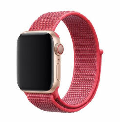Apple Watch 1-6, SE (38 / 40 mm) / Watch 7-8 (41 mm), textíl pótszíj, szilikon keret, állítható, Devia Delux Sport3, sötétrózsaszín
