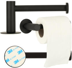 Ikonka Modern ragasztható fém WC-papír tartó, fekete, 15 cm x 8 cm (KX4316)