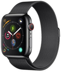 Apple Watch 1-6, SE (38 / 40 mm), fém pótszíj, milánói stílus, mágnes zárral, Devia Elegant, fekete
