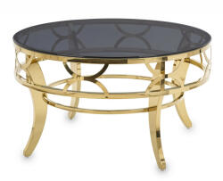 Art-Pol Design dohányzóasztal arany fém vázzal, füstüveg lappal 46x80x80cm (138587)