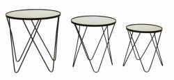 Art-Pol Design 3db-os fém asztal szett, üveg asztallap 62x60x60/54x50x50/46x40x40cm (118713)