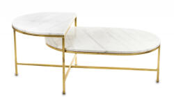 Art-Pol Design arany fém kétszintes asztal, márvány hatású asztallap 48x118x64cm (143617)
