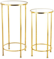 Art-Pol Design arany 2db-os fém körasztal szett, üveg asztallap 76x38x38/66x33x33cm (164753)