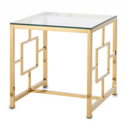 Art-Pol Design arany fém asztal, üveg asztallap 55x55x55cm (131318)