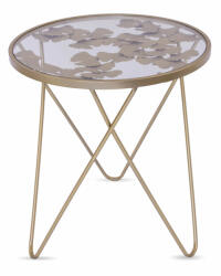 Art-Pol Design fém arany asztal, falevelek asztallap dekorációval 57x51, 5x51, 5cm (118777)