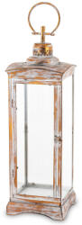 ART-POL Vintage koptatott barna-krém üvegezett fém mécsestartó lantern lámpás akasztóval 79x23x23cm (164761)