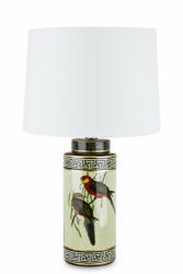 Art-Pol Papagájos kerámia asztali lámpa fehér búrával 67x36x36cm (137542)