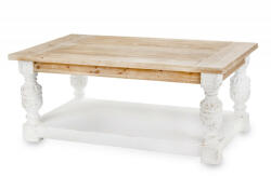 Art-Pol Provanszi dohányzóasztal, fehérre koptatott lábak, natúr asztallap 50x120x70cm (137262)
