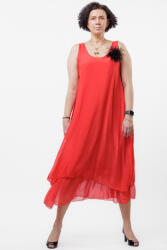 SHOPIKA Rochie lunga A-line, suprapusa, din matase si vascoza, rosie Talie unica
