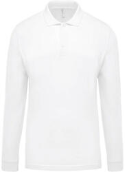 Kariban férfi galléros hosszú ujjú piké póló KA256, White-3XL