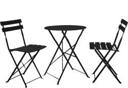 Mobikon Set masa scaune gradina otel negru obax 59.5x59.5x71 cm, 42x51x81 cm (0000371940) - storel