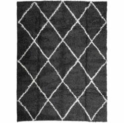 vidaXL fekete és krém hosszú szálú bozontos modern szőnyeg 300 x 400cm 375418