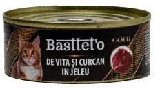Leopold Hrana Umeda Pentru Pisici, Basteto Gold, Cu Carne De Vita Si Curcan In Jeleu, 85 g