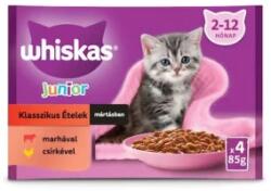 Whiskas Hrana Umeda pentru Pisici Junior, cu Vita si Pui, 4 x 85 g