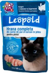 Leopold Hrana Umeda Completa Pentru Pisici, Cu Pui Si Curcan In Jeleu, 100 g