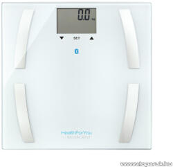 SilverCrest SBF 77 WH Bluetooth LCD kijelzős digitális diagnosztikai okos személy mérleg, fehér, 180 kg teherbírással (6 az 1-ben funkcióval)