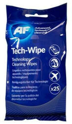 AF Tisztítókendő, képernyőhöz, alkoholmentes, nedves, 25 db, AF Tech-wipes (TTIAMTW025) (AMTW025P)