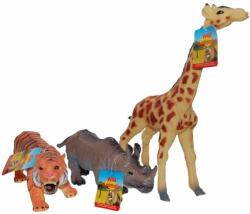 UP Intl Set 3 figurine din cauciuc animale salbatice, Girafa Tigru Hipopotam, 22 - 30 cm (UP26698GTH) Figurina