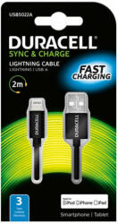 Duracell Cablu Date DURACELL USB Male la Lightning Male, MFi, 2 m, Black (USB5022A)