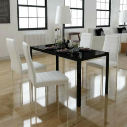  5 darabos étkező asztal szett fekete és fehér (VD242989)