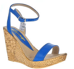 Rovi Design Sandale dama din piele naturala, Platforme 12cm, Albastru S415BL (S415BL)