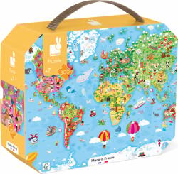 Janod Puzzle Harta lumii intr-o cutie 300 buc (J02549)