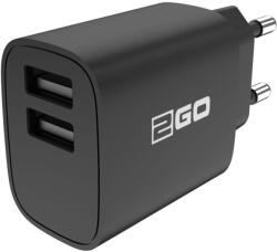 2GO Netz-Ladegerät 100V-240V - schwarz Universal Dual-USB (794250) (794250)