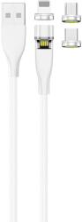 2GO USB-A apa - USB-C/Lightning/MicroUSB apa Mágneses adat és töltő kábel - Fehér (1m) (797317) (797317)