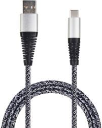 2GO USB-A apa - USB-C apa Adat és töltő kábel - Ezüst/Fekete (1m) (795953) (795953)
