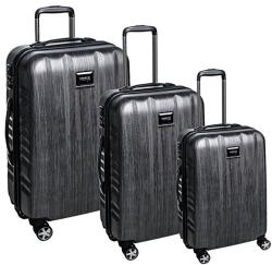 March YEARZ FLY bordás, fekete cirmos négykerekes bőrönd szett 104szett - taskaweb