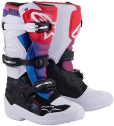Alpinestars Tech 7 S 2024 cizme motocross pentru copii alb-negru-roșu-albastru-violet (AIM132-35)
