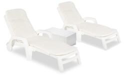 BICA Set de șezlonguri de grădină din tehnoratan Miami duo cu perne și măsuță alb (BCMIDPBL)